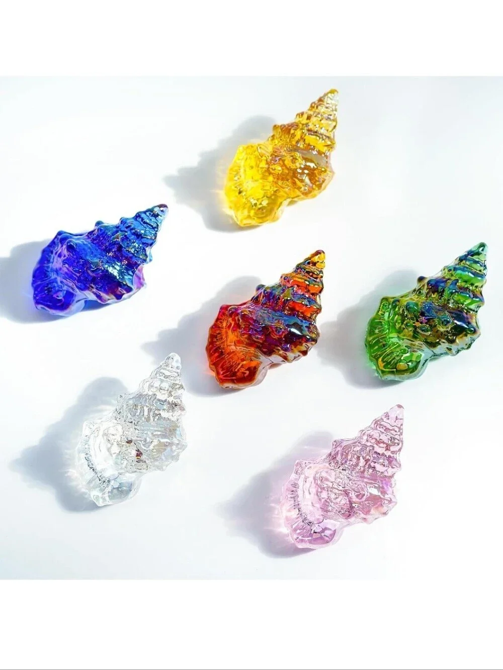 Hand-Blown Glass Shell Accent - Multicolor Set